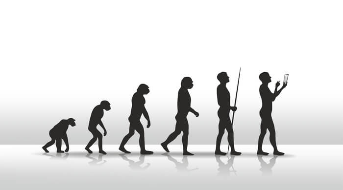 grafika przedstawiająca ewolucję człowieka